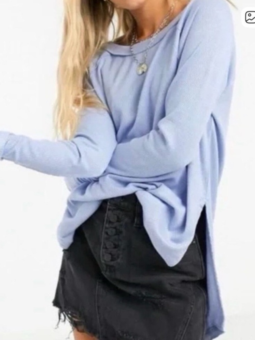Free People We The Free Snowy Thermal Top Size Large in Baby Blue